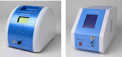 開発した呼気水素検知器プロトタイプ（左）、呼気VOC検知器プロトタイプ（右）（デザイン担当：椙山女学園大学 滝本 成人 教授）の写真