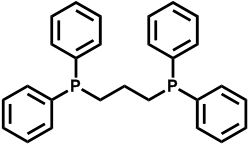 1,3-ビス（ジフェニルホスフィノ）プロパンの構造図