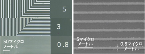 印刷した金属配線の顕微鏡写真