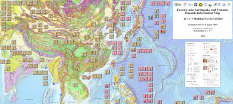 　東アジア地域地震火山災害情報図の一部の図