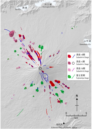 富士火山の火口分布図画像