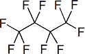 単結合のみからなるパーフルオロカーボンの一例：C4F10（デカフルオロブタン）の図