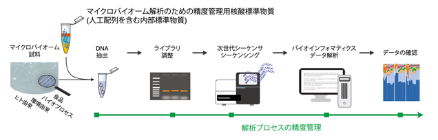 マイクロバイオーム解析のプロセスを示した図