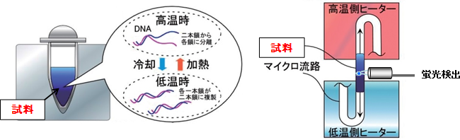 今回開発したPCR装置の温度制御法の図