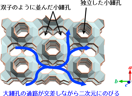 YNU－5の細孔構造の模式図（図2の左図を異なる表現方法で描写したもの）