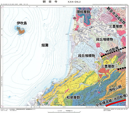 観音寺地域の地質図