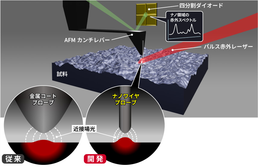 ナノスケールの化学構造を「見える化」 －AFM-IR測定の空間分解能を高めるナノワイヤプローブを開発－