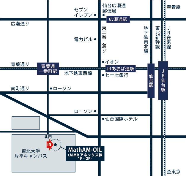 東北大学連携研究サイトへの地図