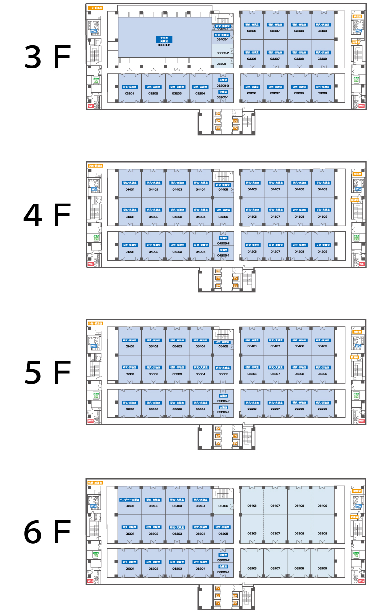 3階から6階の配置図
